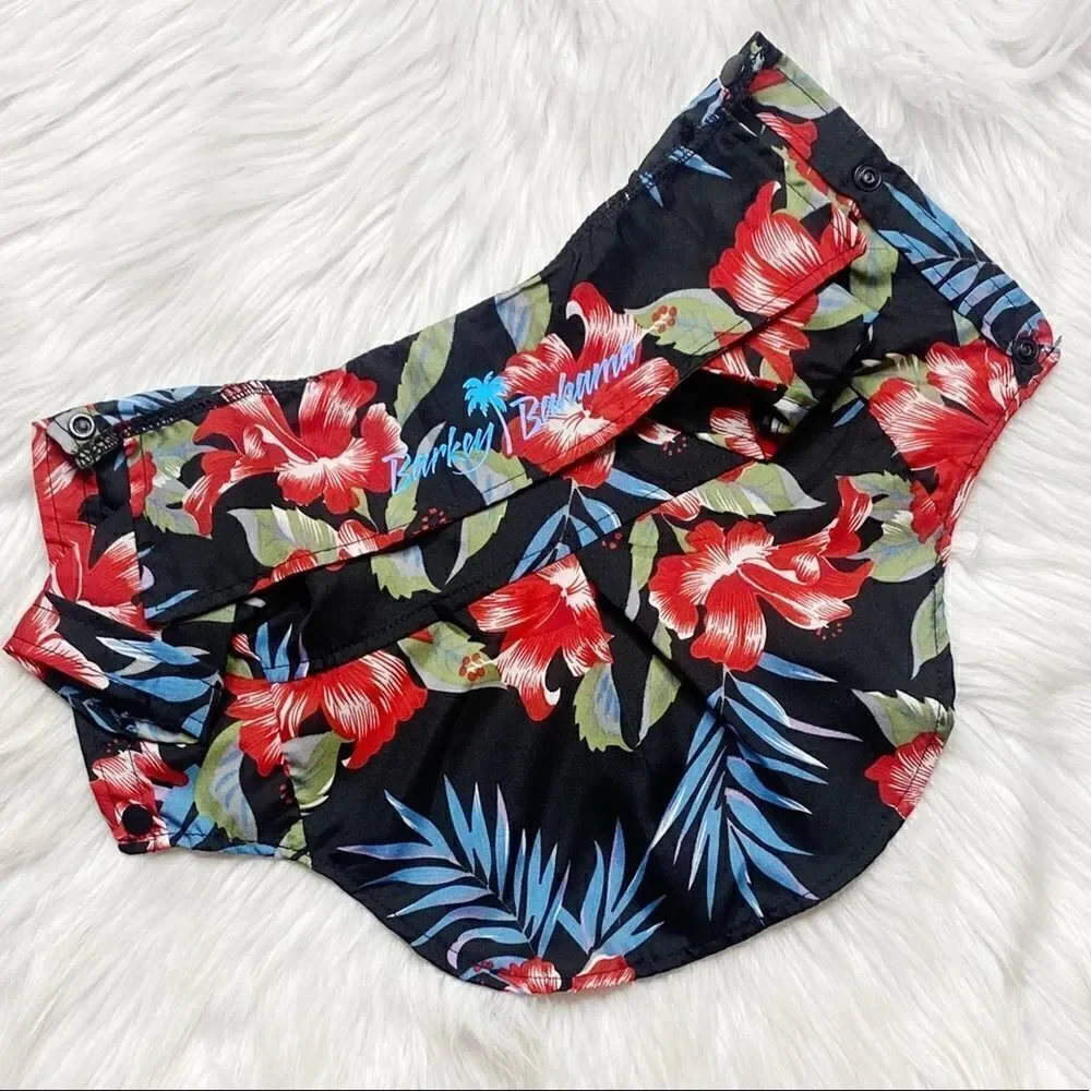 Barkey Bahama Coast Breeze Floral Camp Shirt Black and Red Size Medium